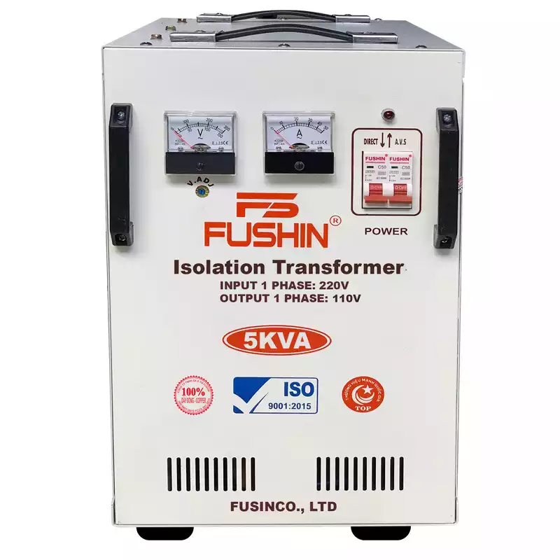 Biến Áp Cách Ly 1 Pha 5KVA FUSHIN Vào 220V Ra 100V-110V Dây Đồng - Hình 1
