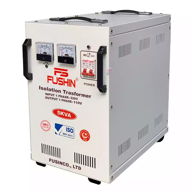 Biến Áp Cách Ly 1 Pha 5KVA FUSHIN Vào 220V Ra 100V-110V Dây Đồng - Hình 2