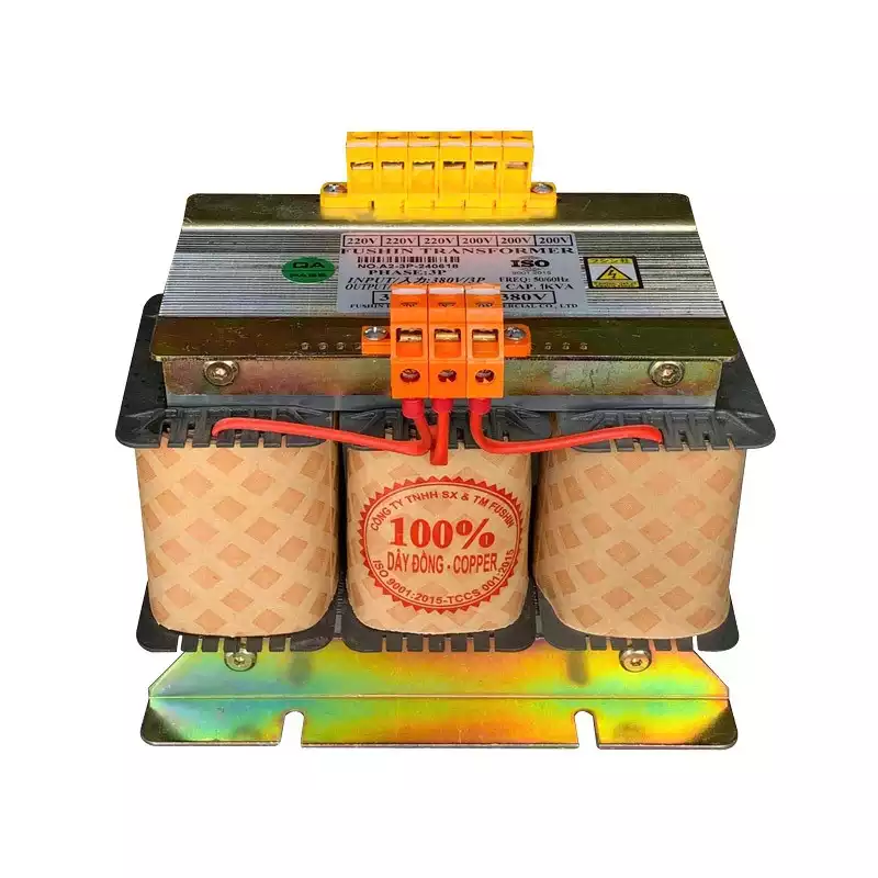 Biến Áp Trần Cách Ly 3 Pha 1KVA FUSHIN Vào 380V Ra 200V-220V Dây Đồng - Hình 1