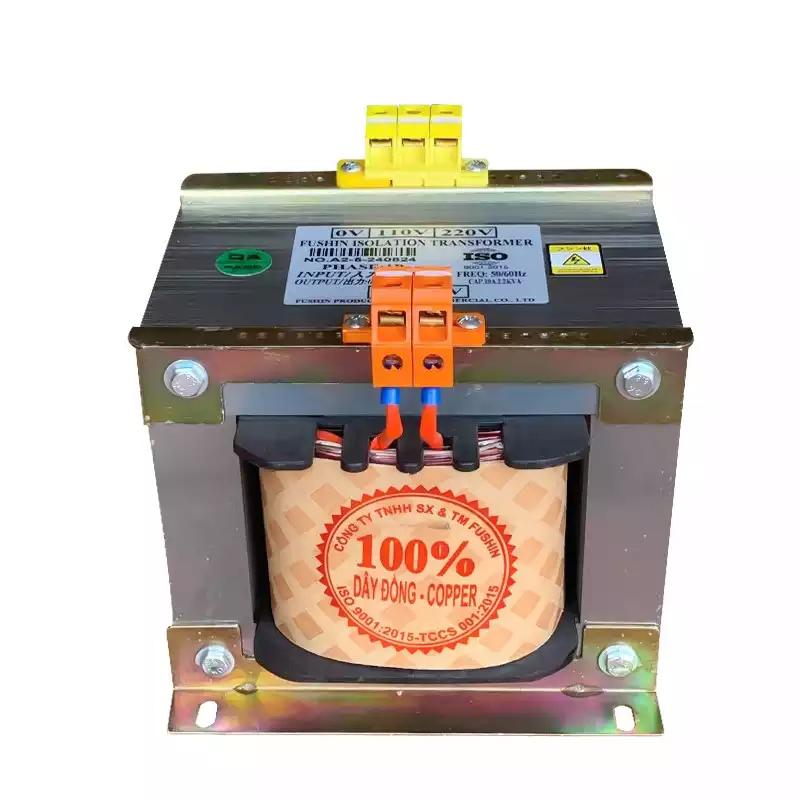 Biến Áp Trần Cách Ly 1 Pha 2.2KVA (10A) FUSHIN Vào 220V Ra 110V-220V Dây Đồng - Hình 1
