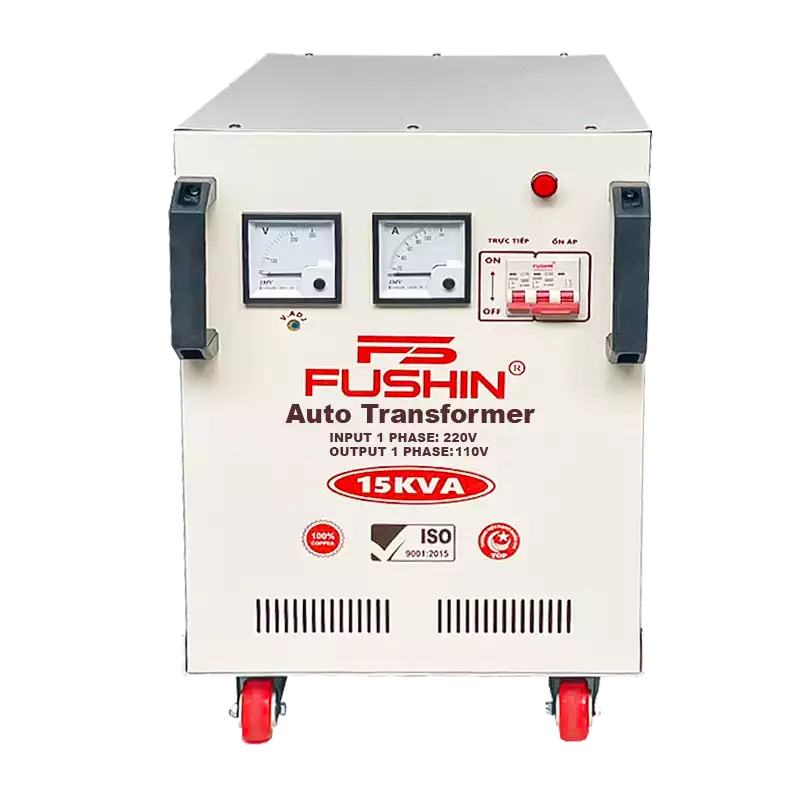 Biến Áp Tự Ngẫu 1 Pha 15KVA FUSHIN Vào 220V Ra 100V Và 110V Dây Đồng - Hình