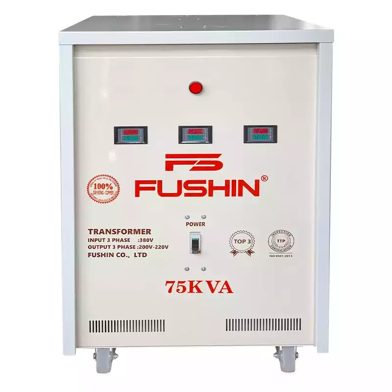 Biến Áp Tự Ngẫu 3 Pha 75KVA FUSHIN Vào 380V Ra 200V-220V Dây Đồng - Hình 1
