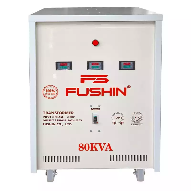 Biến Áp Tự Ngẫu 3 Pha 80KVA FUSHIN Vào 380V Ra 200V-220V Dây Đồng - Hình 1